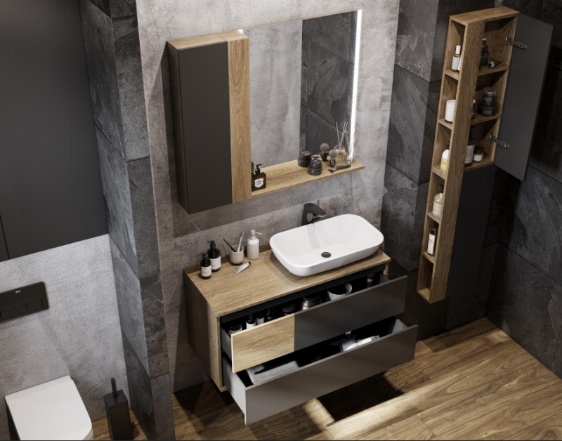 Тумба для комплекта 85 см Aquaton Терра 85 1A247201TEKA0 дуб кантри/антрацит
