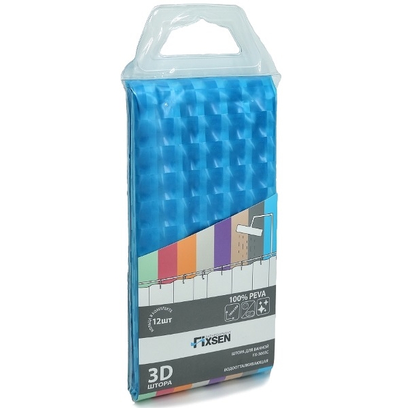 Шторка для ванной Fixsen FX-3003C голубой
