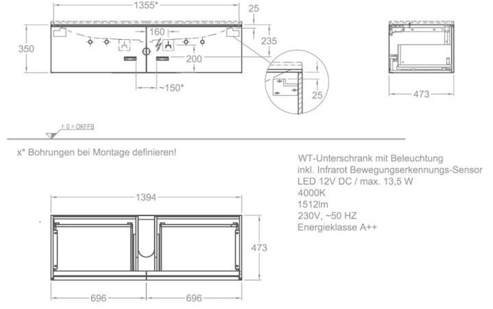 Тумба под раковину 140 см Geberit Xeno² 500.347.00.1