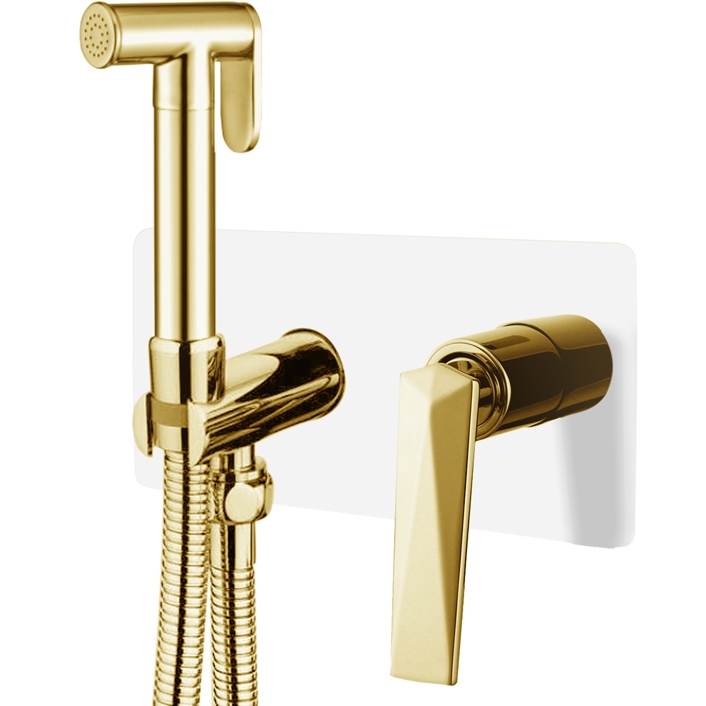 Гигиенический душ со смесителем Boheme Venturo 387-W, белый/золото