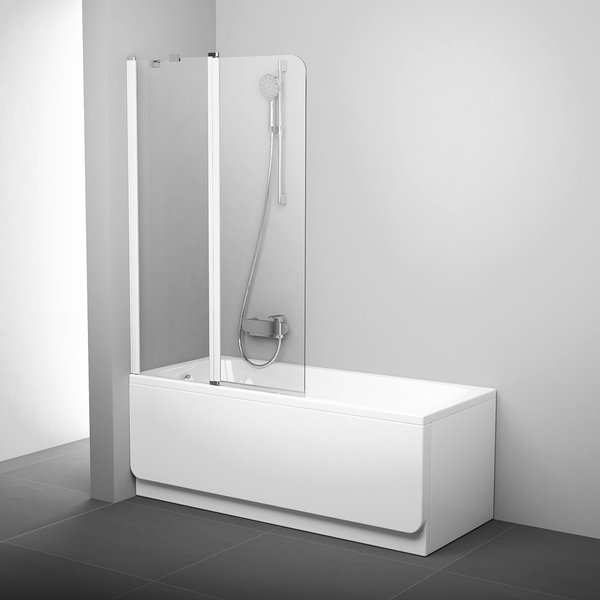 Шторка для ванны CVS2-100 L  белый профиль, прозрачное стекло Transparent