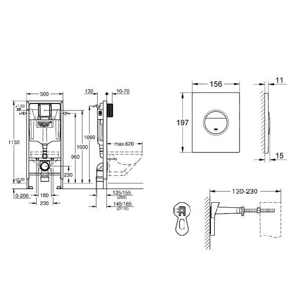 Инсталляция для подвесного унитаза Grohe Rapid SL 38860000