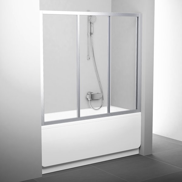 Шторка для ванны AVDP3-150 профиль сатин, прозрачное стекло Transparent