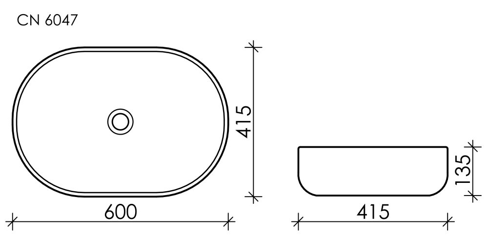 Умывальник чаша накладная овальная (цвет Капучино Матовый) Element 600*415*135мм CN6047MC