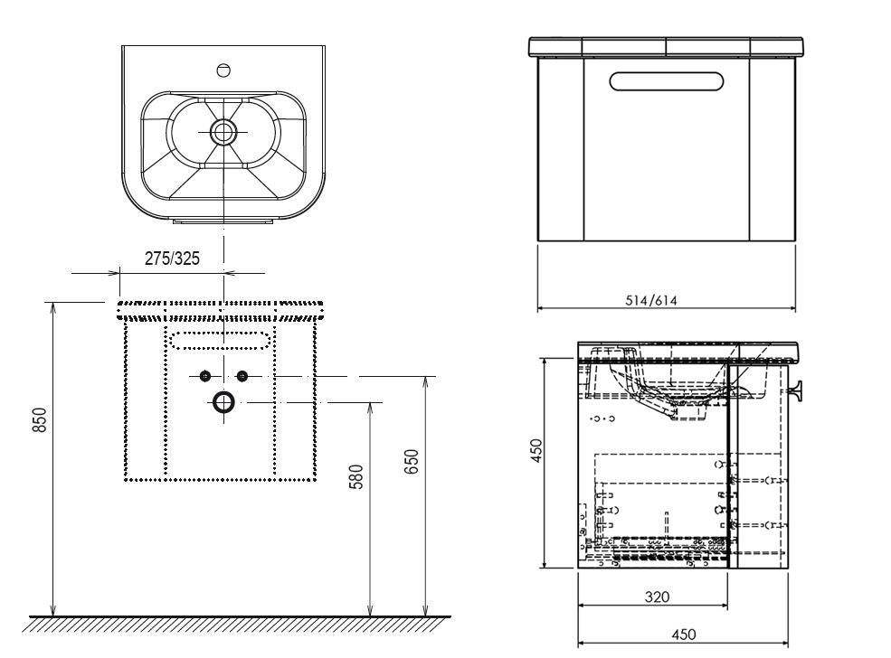 Тумба под умывальник Ravak Chrome SD-650 серая X000000638