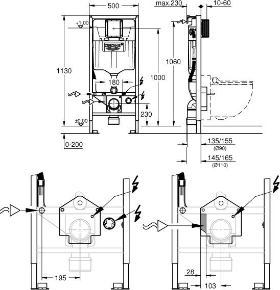 Система инсталляции для унитазов Grohe Rapid SL Sensia 39112001 с системой удаления запахов