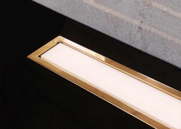Душевой лоток Pestan Confluo Premium White Glass Gold Line 850 белое стекло/позолоченная сталь