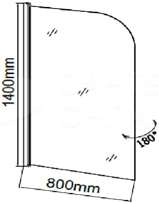 Шторка для ванны GR-100 (140*80) алюминиевый профиль, стекло ПРОЗРАЧНОЕ 6мм