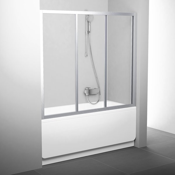 Шторка для ванны AVDP3-160 профиль сатин, прозрачное стекло Transparent