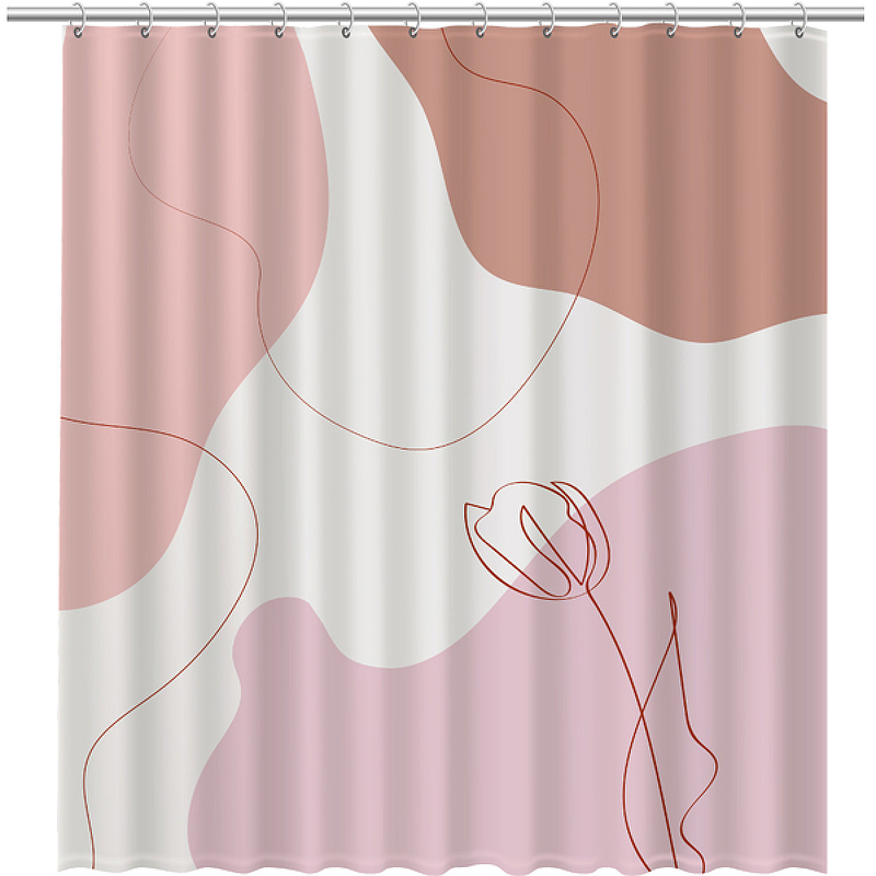 Шторка для ванной 180х200 см Fixsen Design Cream FX-2514, белый / розовый