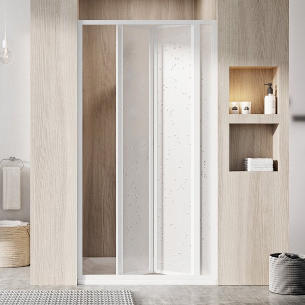 Душевые двери SDZ3-80 195 профиль белый, витраж из полистирола Pearl