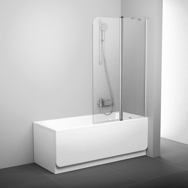 Шторка для ванны CVS2-100 R  профиль сатин, прозрачное стекло Transparent