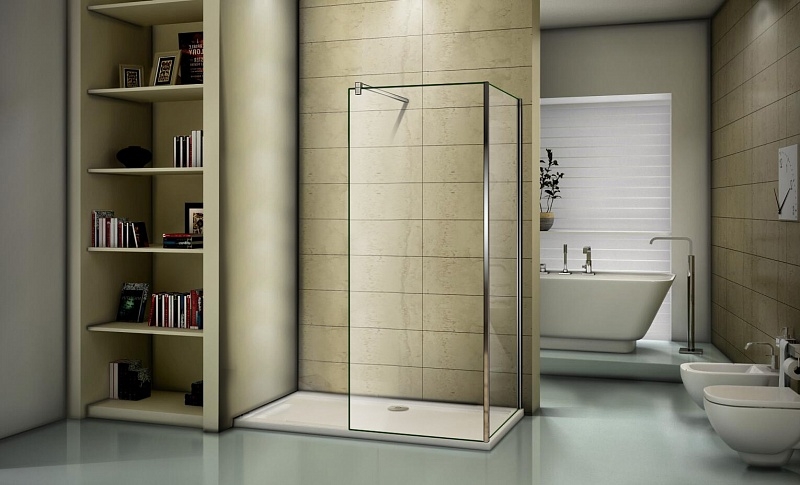 Душевая перегородка 120х90 см Good Door Walk In SP-120+SP+P-90-C-CH ВИ00005+ВИ00009 стекло прозрачно