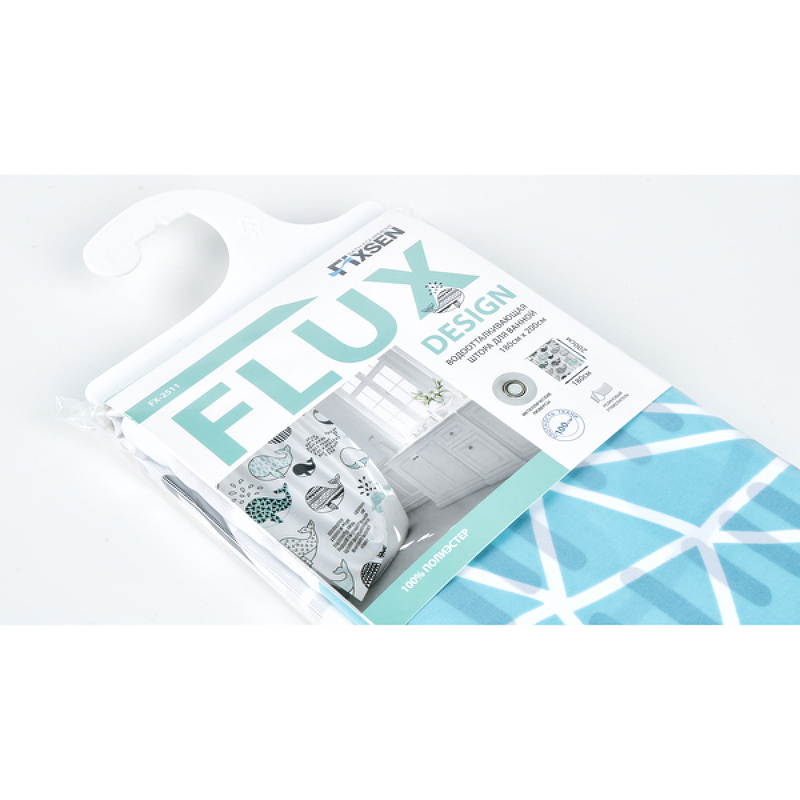 Шторка для ванной 180х200 см Fixsen Design Flux FX-2511, белый