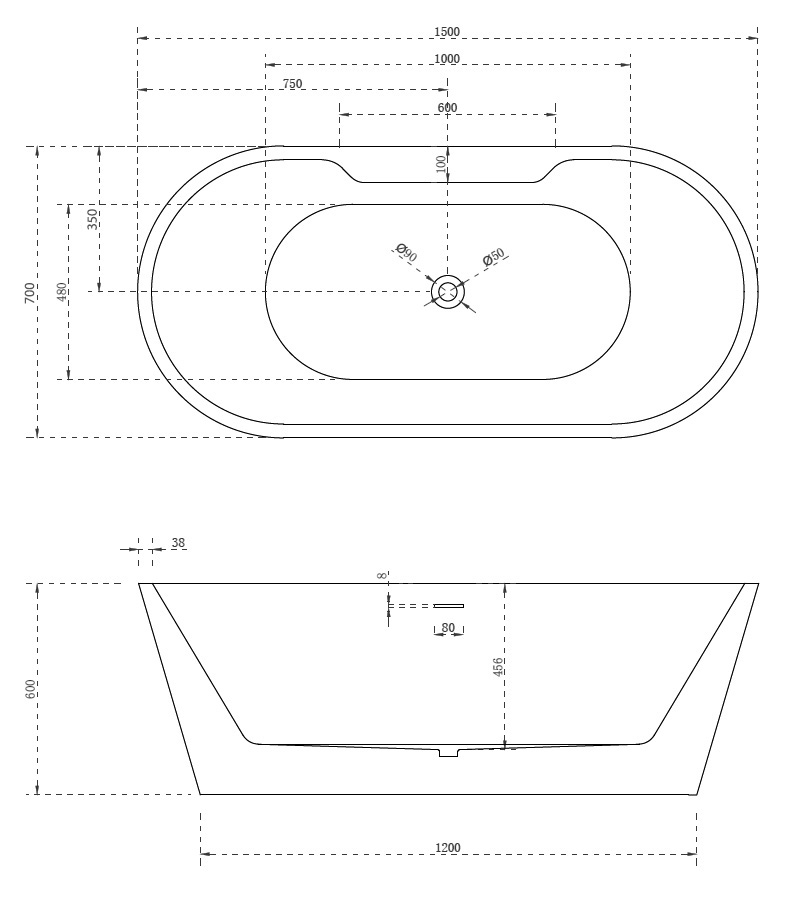 Акриловая ванна ABBER AB9299-1.5