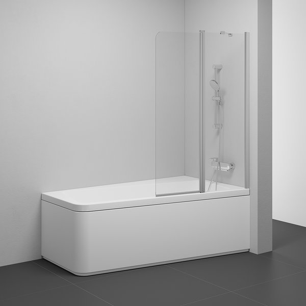 Шторка для ванны 10CVS2-100 R профиль сатин, прозрачное стекло Transparent