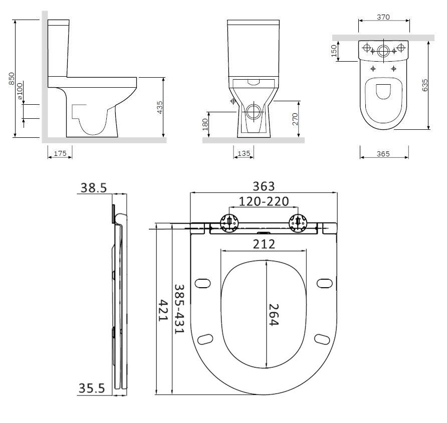 Комплект для ванной комнаты, зона туалета CK70DC Spirit