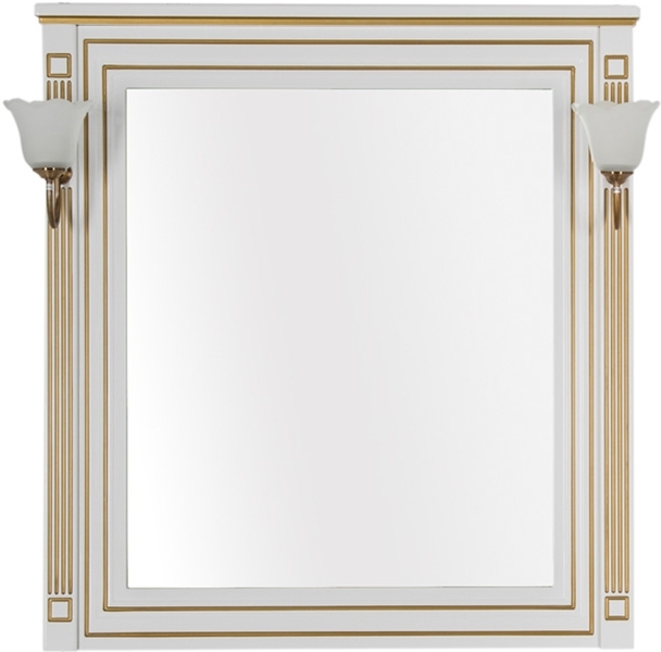 Зеркало Паола 90 цв.белый/патина золото