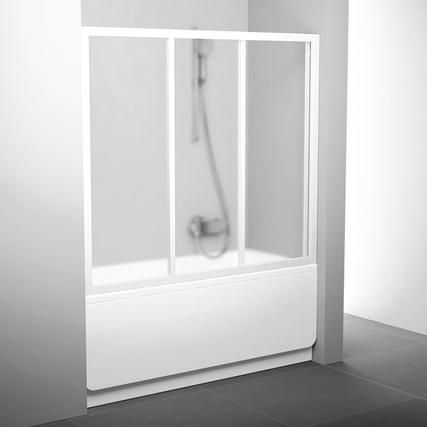 Шторка для ванны AVDP3-150 профиль белый, матовое стекло Grape
