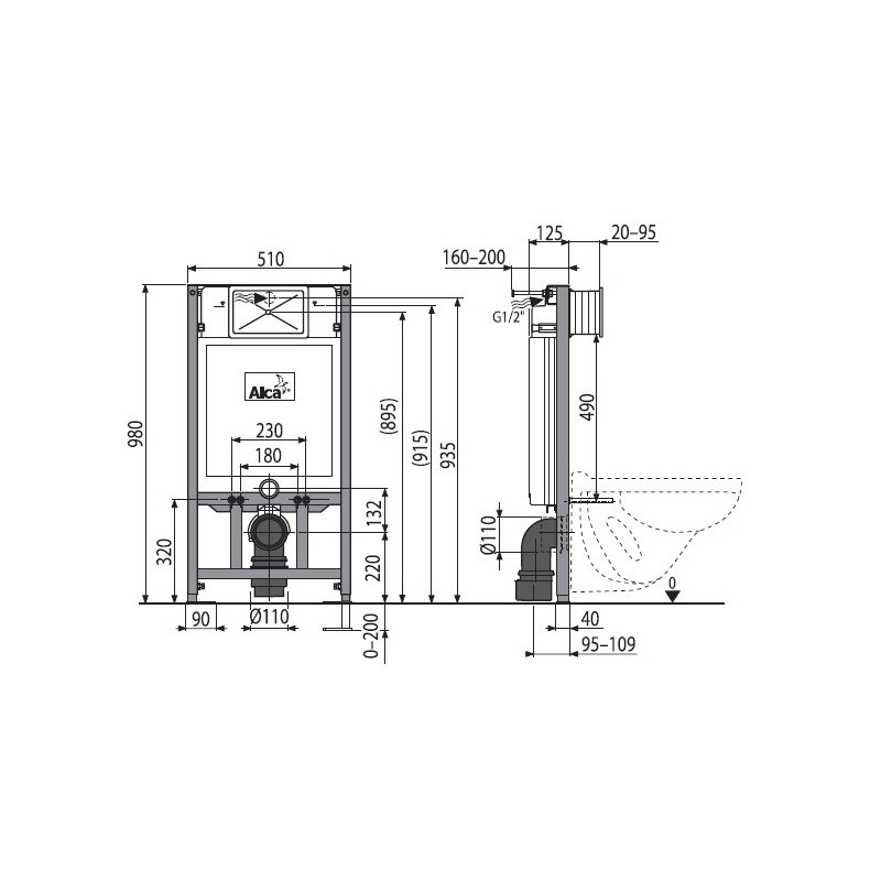 Инсталляция для унитаза AlcaPlast A101 Sadromodul A101/1000