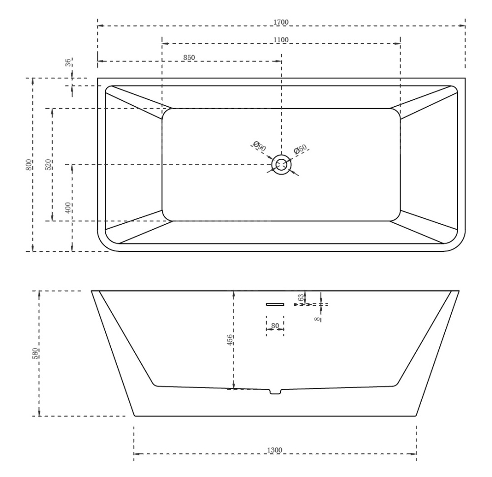 Акриловая ванна ABBER AB9212-1.7