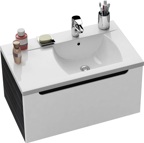 Тумба под умывальник Ravak Classic SD 800 L стрип оникс/белая X000000245