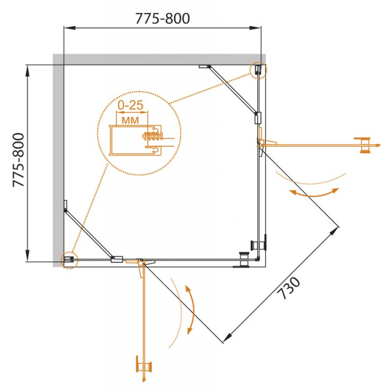Душевой уголок Cezares CRYSTAL-S-A-2-80-C-Cr