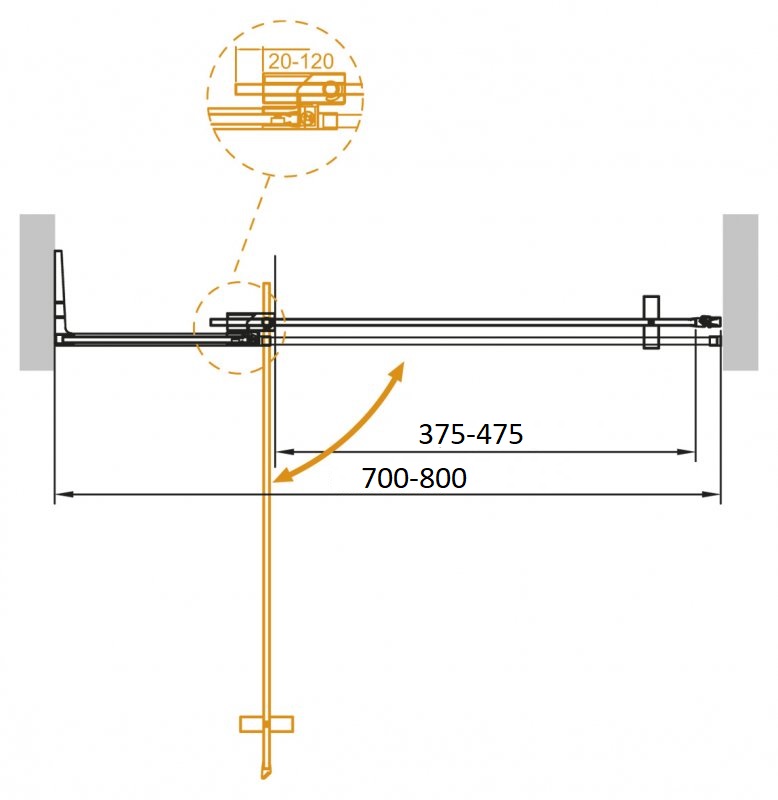 SLIDER-B-1-70/80-BR-NERO Душевая дверь