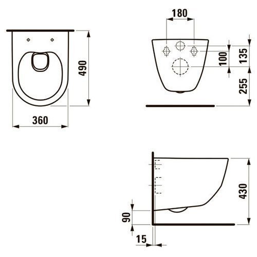 Подвесной унитаз Laufen Pro Rimless 8.2096.5.000.000.1 укороченный безободковый