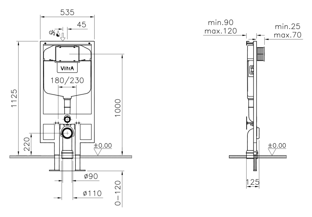 Комплект VitrA Zentrum 9012B003-7205 4 в 1 без микролифта