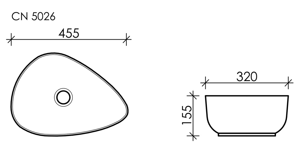 Умывальник чаша накладная ассиметричной формы Element 455*320*155мм CN5026