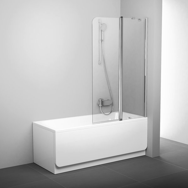 Шторка для ванны CVS2-100 R  профиль блестящий, прозрачное стекло Transparent
