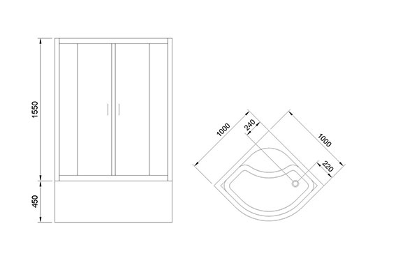 Душевой уголок 100х100 см Royal Bath BK RB100BK-T стекло прозрачное с поддоном