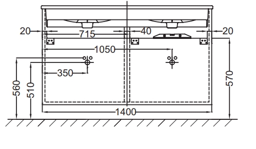 Тумба под раковину 140 см Jacob Delafon Vox EB2040-RA-G1C белый