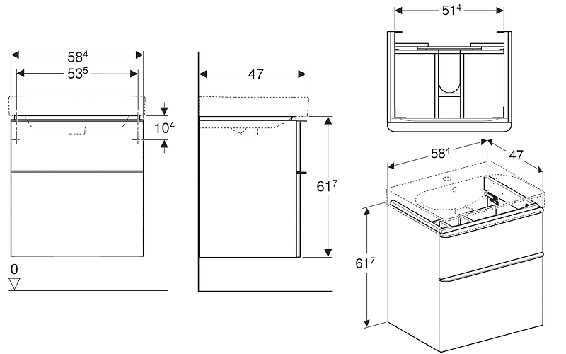 Тумба для комплекта Geberit Smyle Square 500.352.00.1 белый