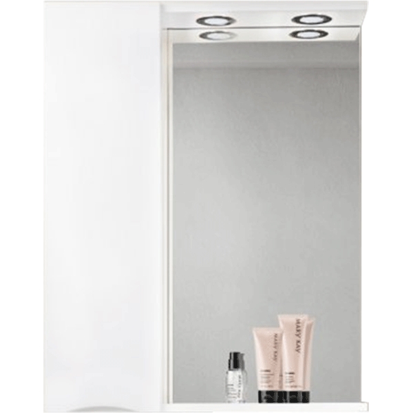 MARINO Шкаф зеркальный подвесной с 1 дв., LED 2x4W, левост., Bianco Lucido, 900х150х750