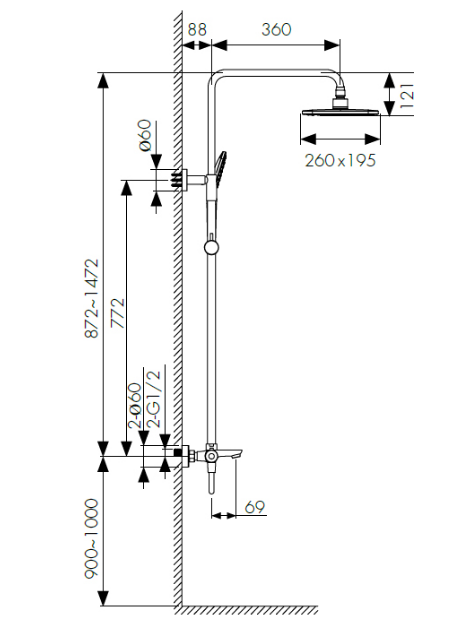 Душевая система с термостатом KAISER Cezar (05182-2)