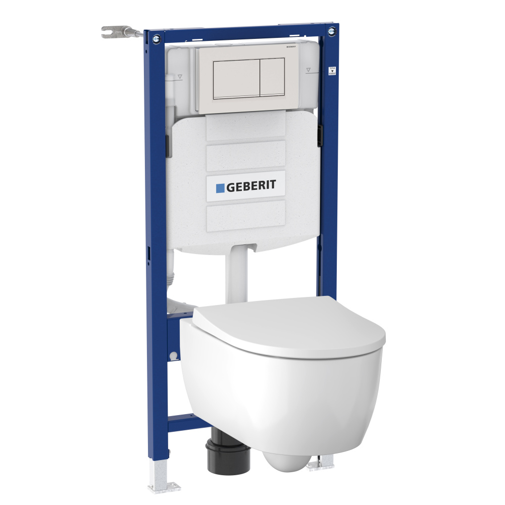 Комплект инсталляция Geberit Duofix с подвесным унитазом iCon 500.300.01.I с сиденьем микролифт и кл