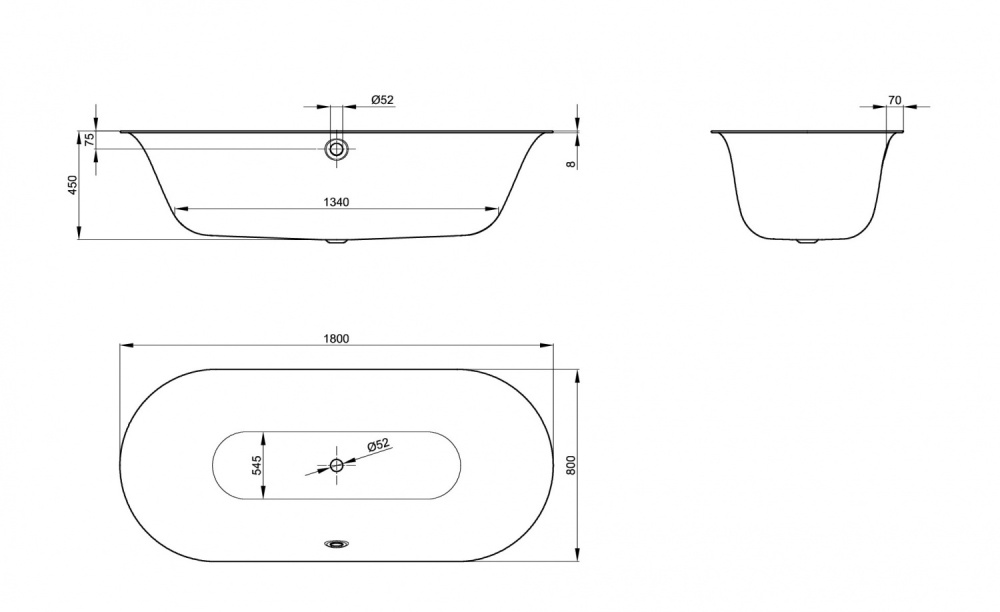 Стальная ванна 180x80 см Bette Lux Oval 3466-000PLUS с покрытием Glasur® Plus