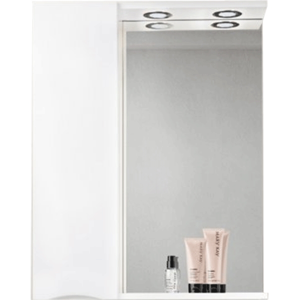 MARINO Шкаф зеркальный подвесной с 1 дв., LED 2x4W, левост., Bianco Lucido, 800х150х750