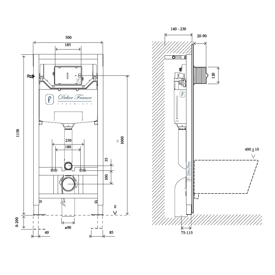 Инсталляция Delice DD01 Aura Crome с хромированной панелью Aura