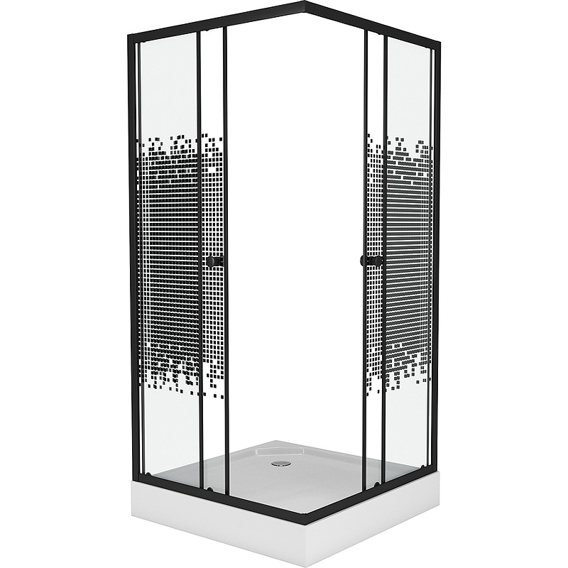 Душевой уголок Niagara 0091452QB NG-009-14Q BLACK 90х90х195 стекло мозаика