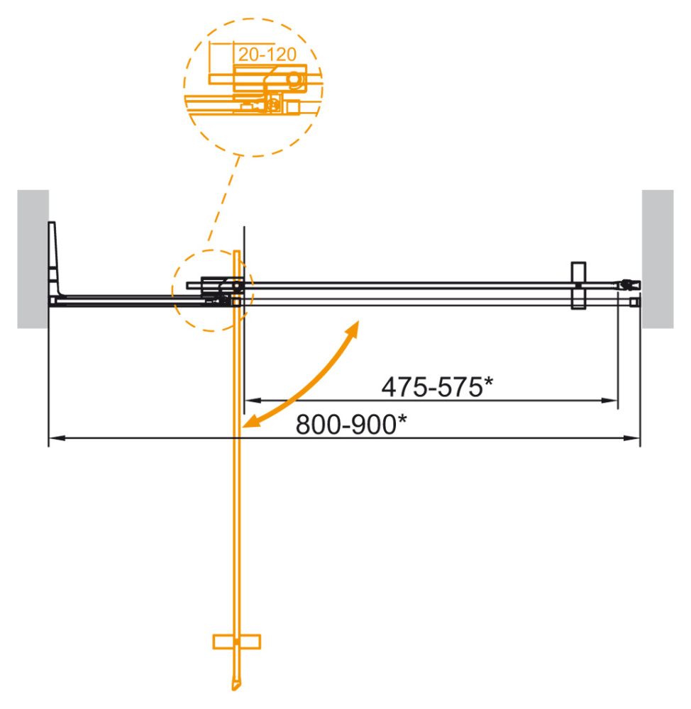SLIDER-B-1-80/90-GRIGIO-NERO Душевая дверь