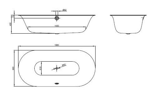 Стальная ванна 190x90 см Bette Lux Oval 3467-000PLUS с покрытием Glasur® Plus