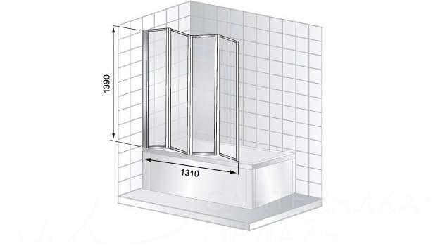 Шторка BOUNA-B для ванной Cerutti SPA  (130х140)