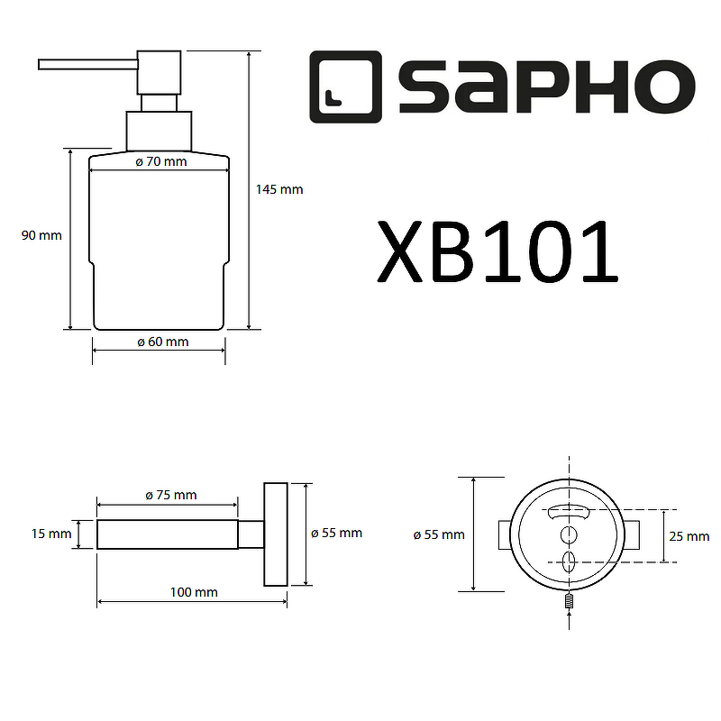 Дозатор для жидкого мыла Sapho X-Round XB101, чёрный матовый
