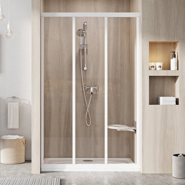 Душевые двери ASDP3-110 198 профиль белый, прозрачное стекло Transparent