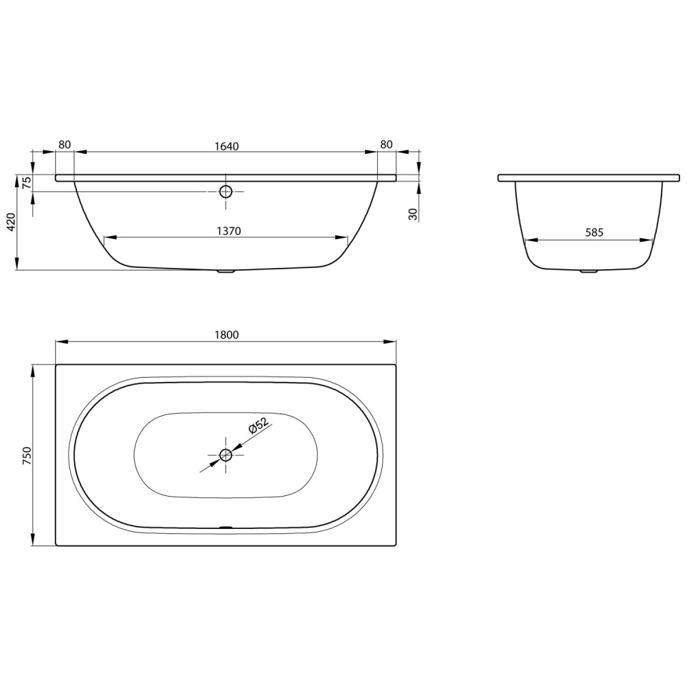 Стальная ванна 180x75 см Bette Starlet 1430-000PLUS с покрытием Glasur® Plus