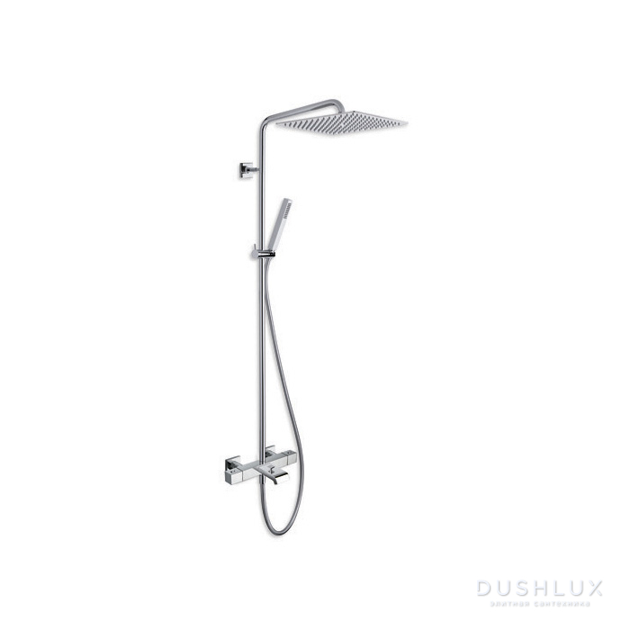Cristina Quadri Душевой комплект: смеситель термостатический, стойка с верхним душем, ручной душ, ги