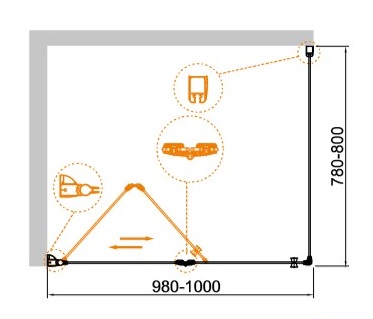 Душевой уголок Cezares ECO-O-ASH-1-100/80-C-Cr стекло прозрачное